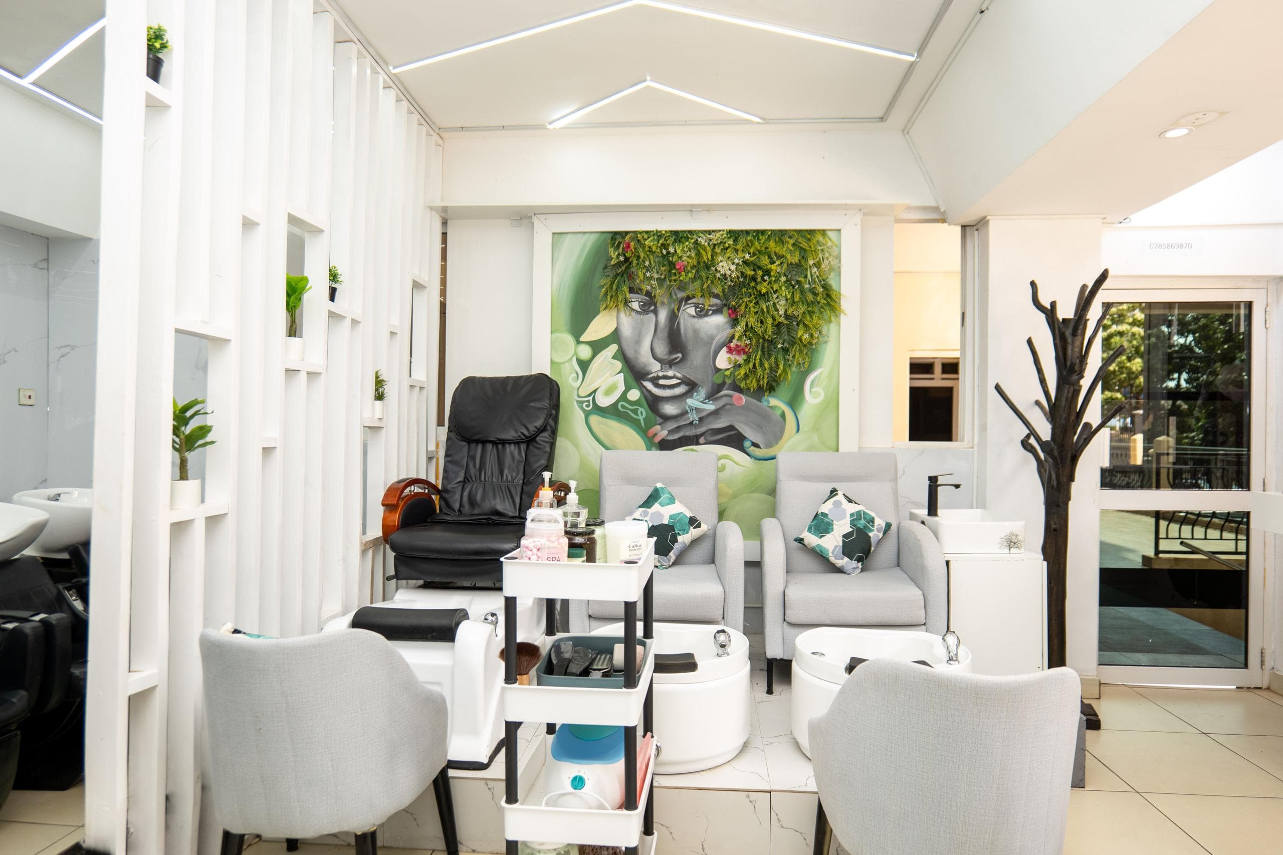 Relaxing pedicure and massage chairs at the Kadi Perry Nails salon